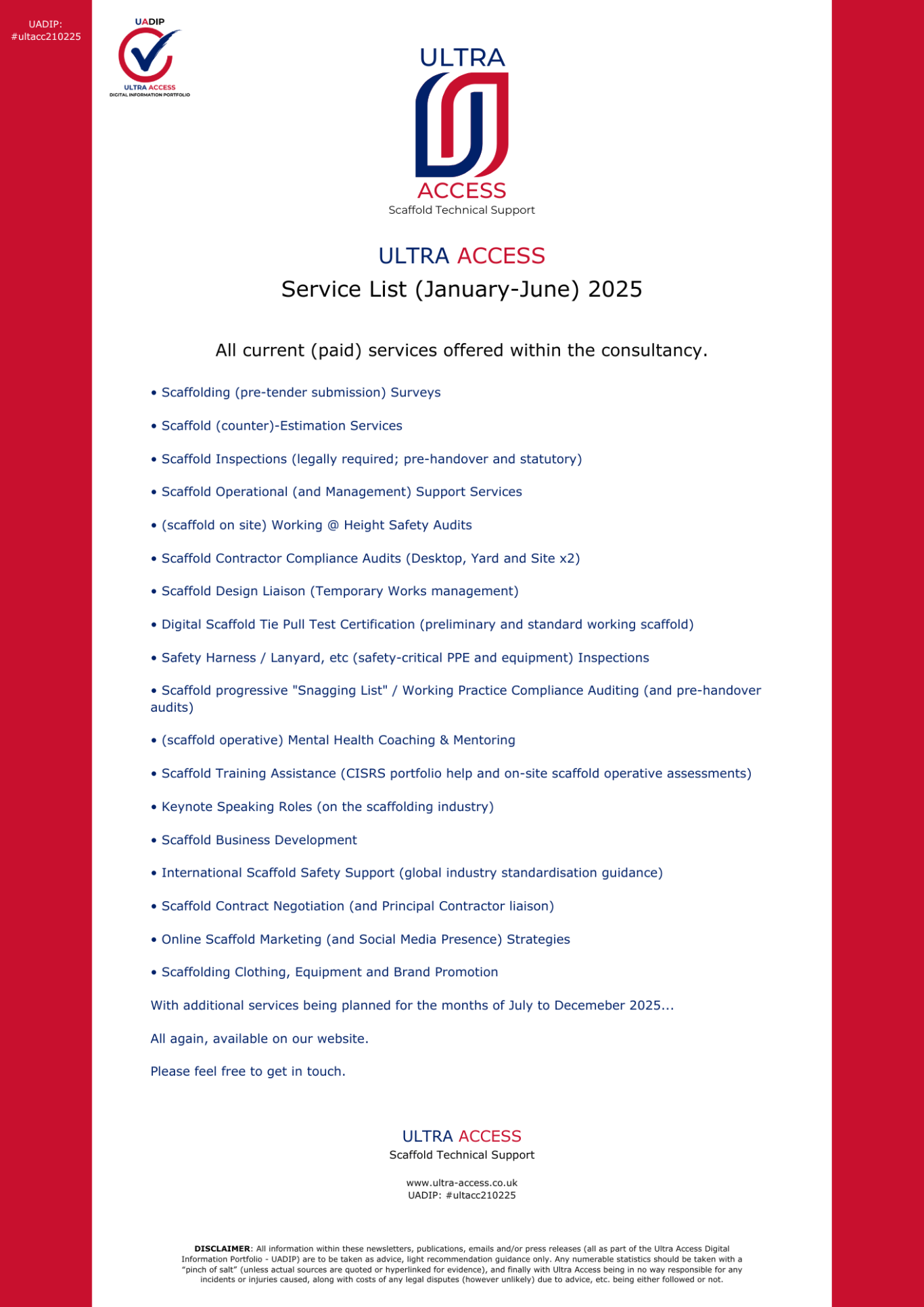 Service List (January-June) 2025