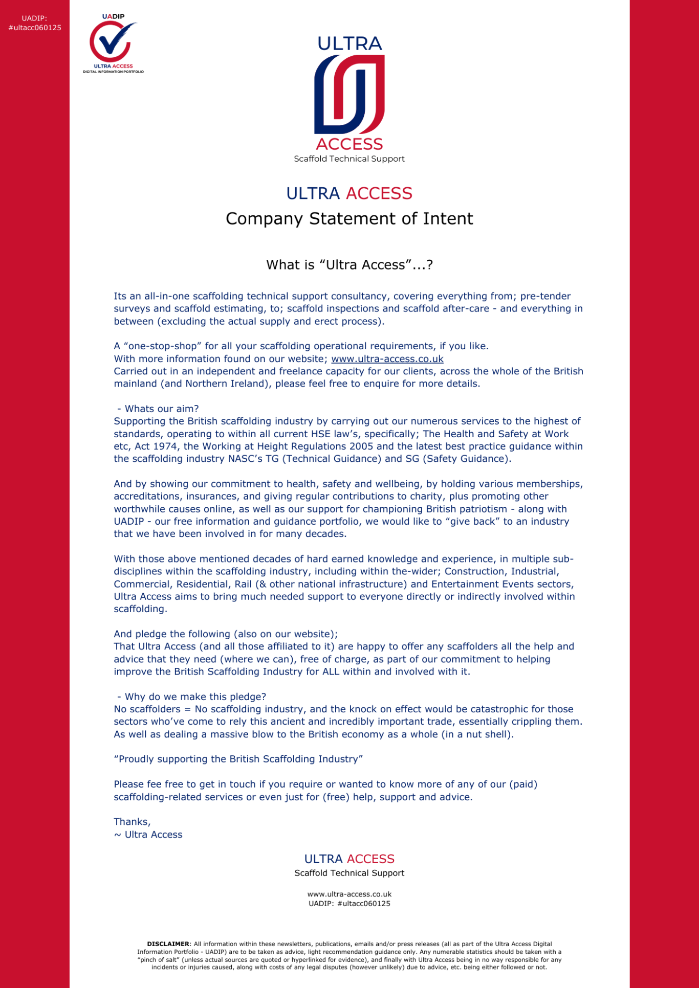 Company Statement of Intent