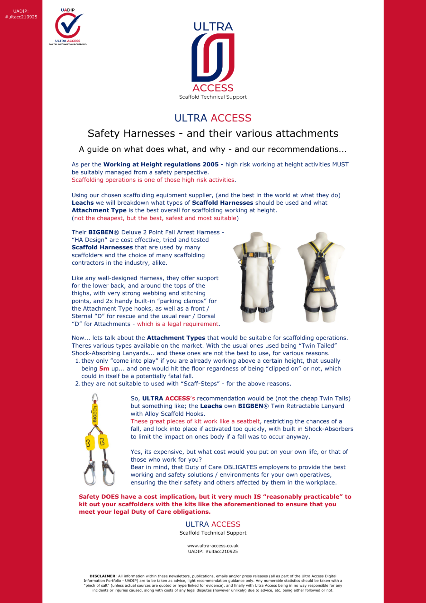 (scaffold) Safety Harnesses and Attachments