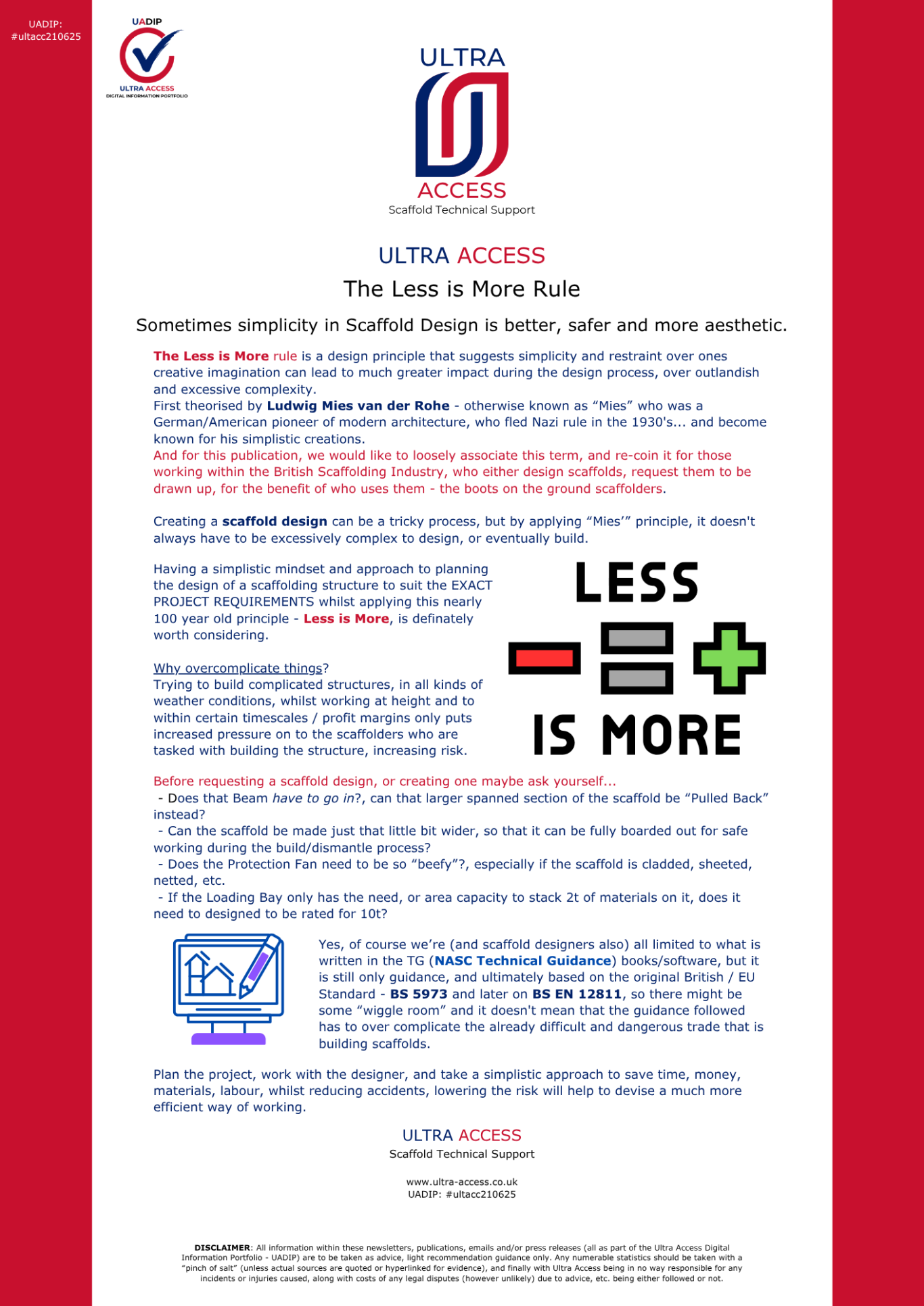 The Less is More Rule (in Scaffold Design)