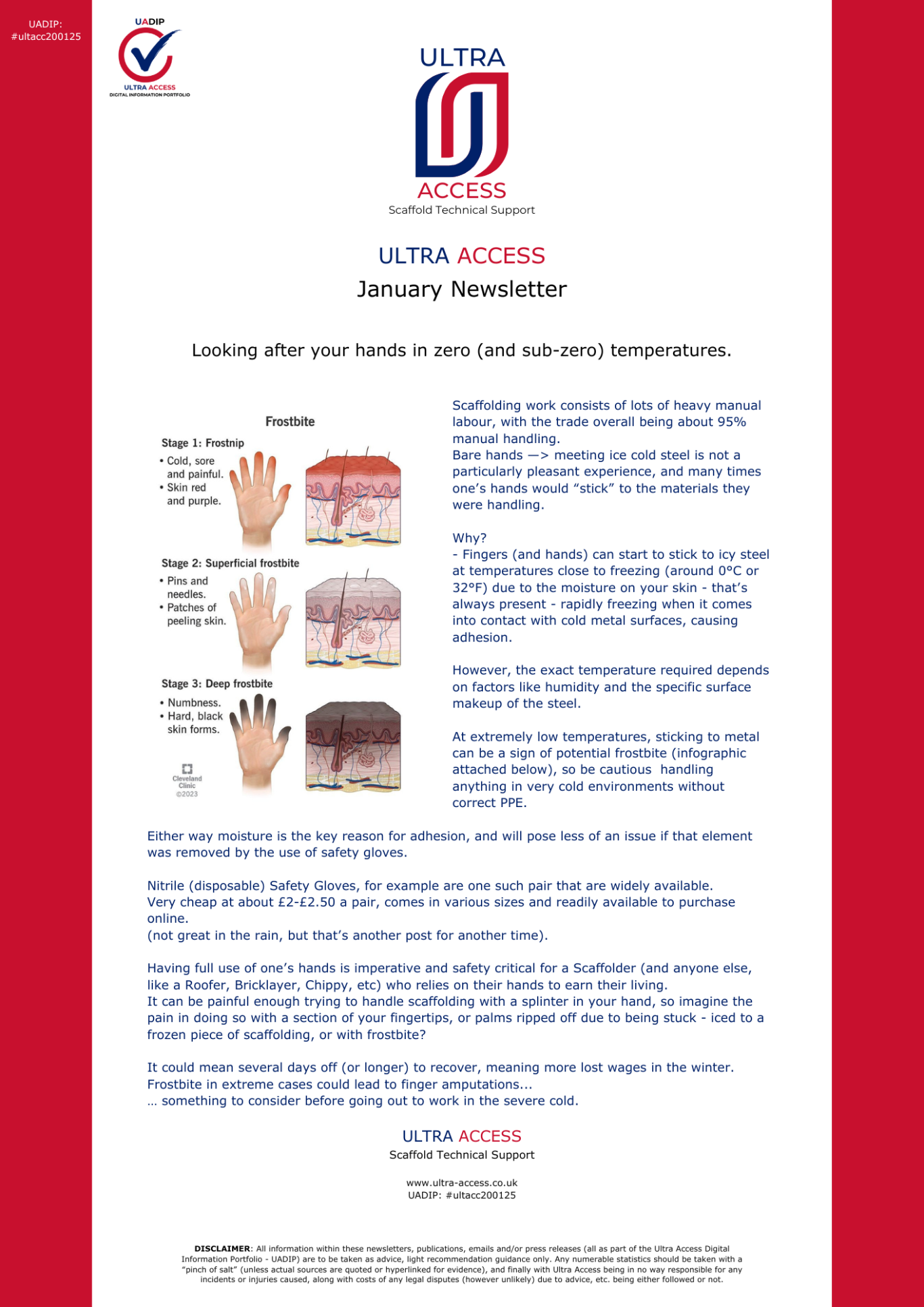 January Newsletter (Protecting your Hands)