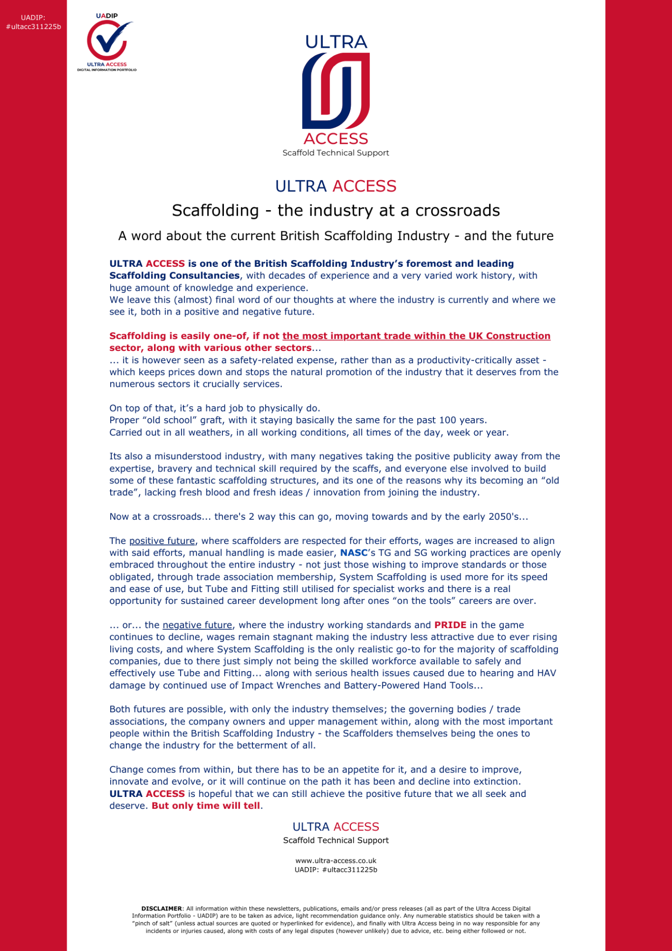 Scaffolding - the industry at a crossroads