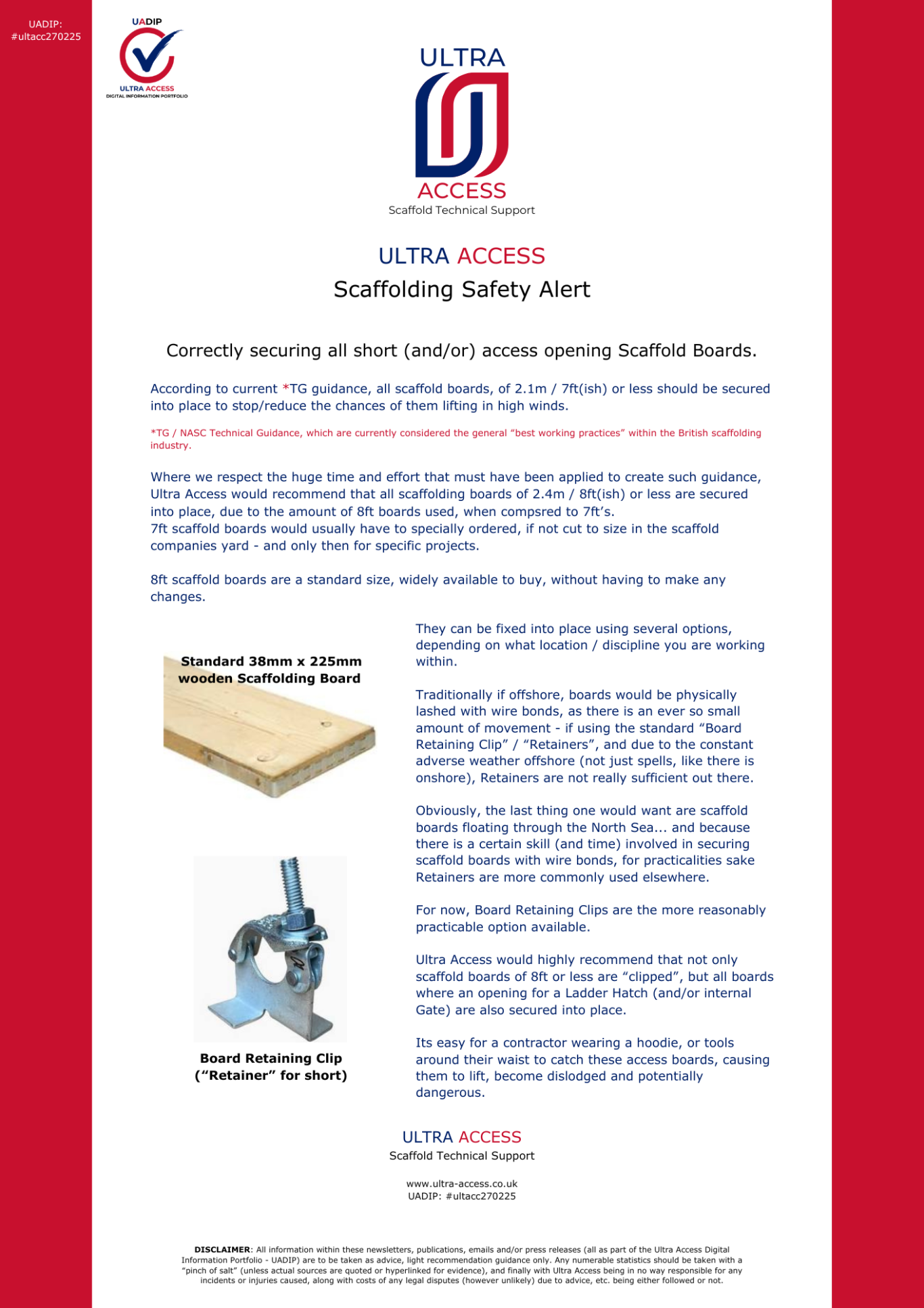 Scaffolding Safety Alert (Securing Scaffold Boards)