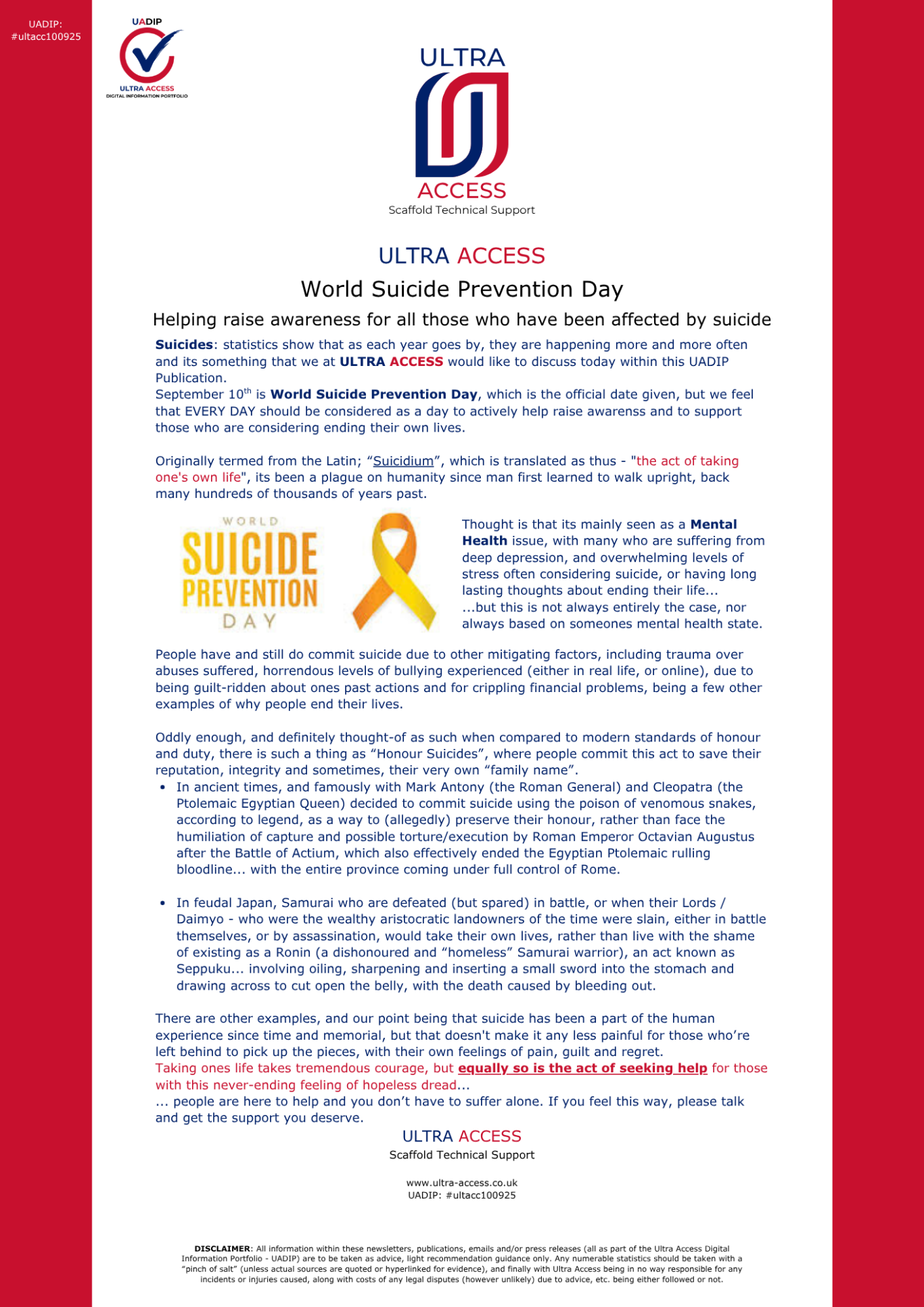 World Suicide Prevention Day