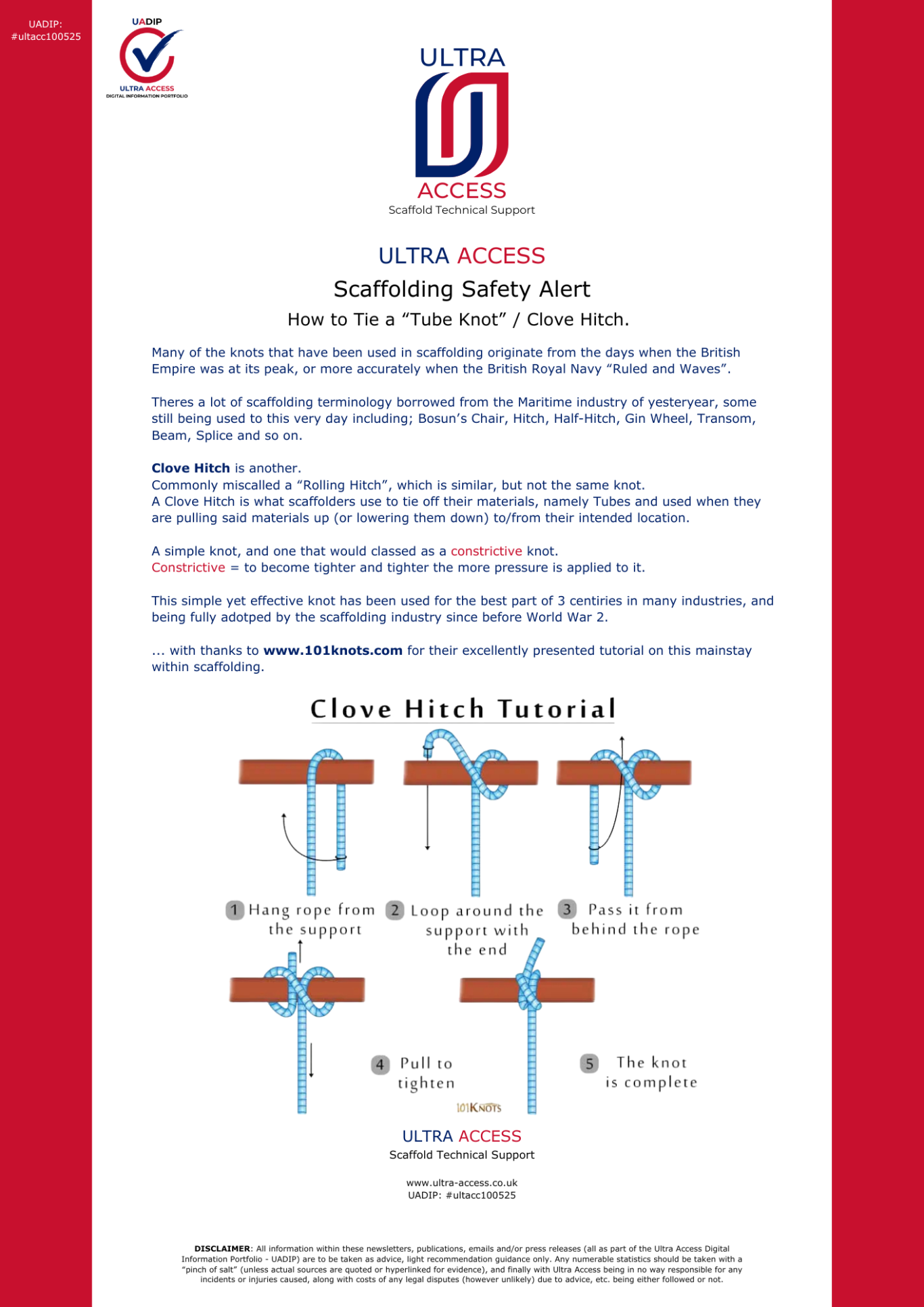 Scaffolding Safety Alert ("Tube Knots")