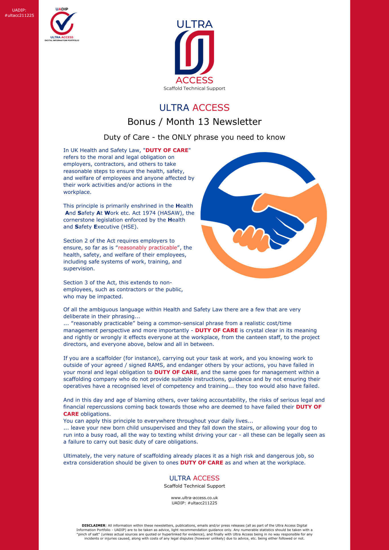 Bonus Newsletter (Duty of Care)