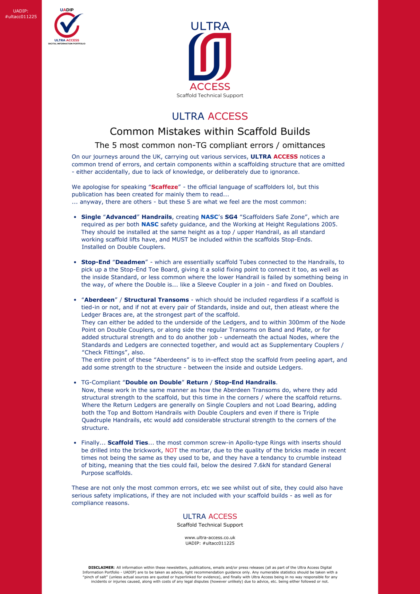 Common Mistakes within Scaffold Builds